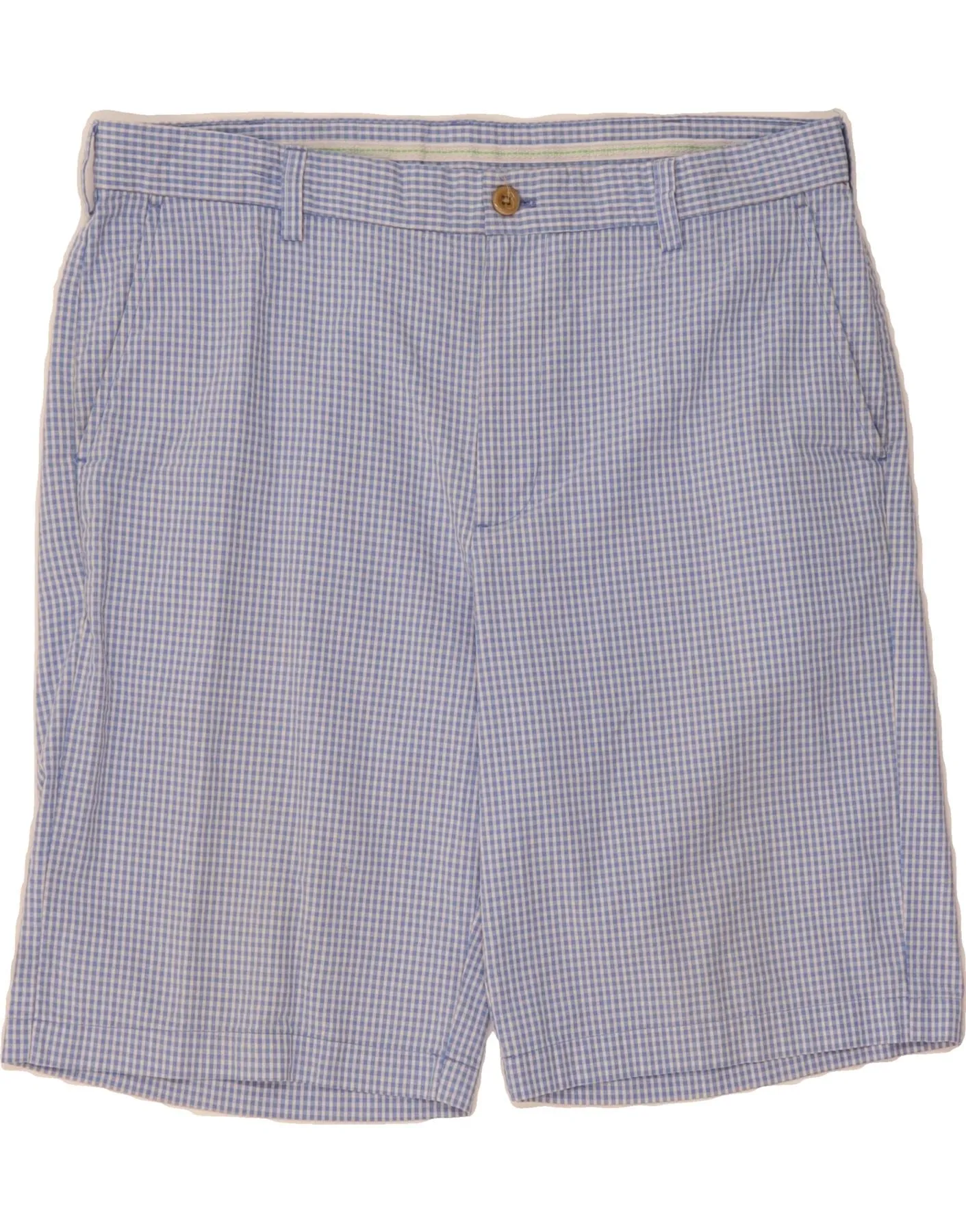 IZOD Mens Chino Shorts W36 Large Blue Gingham Cotton sequined details Chill Comfort Design