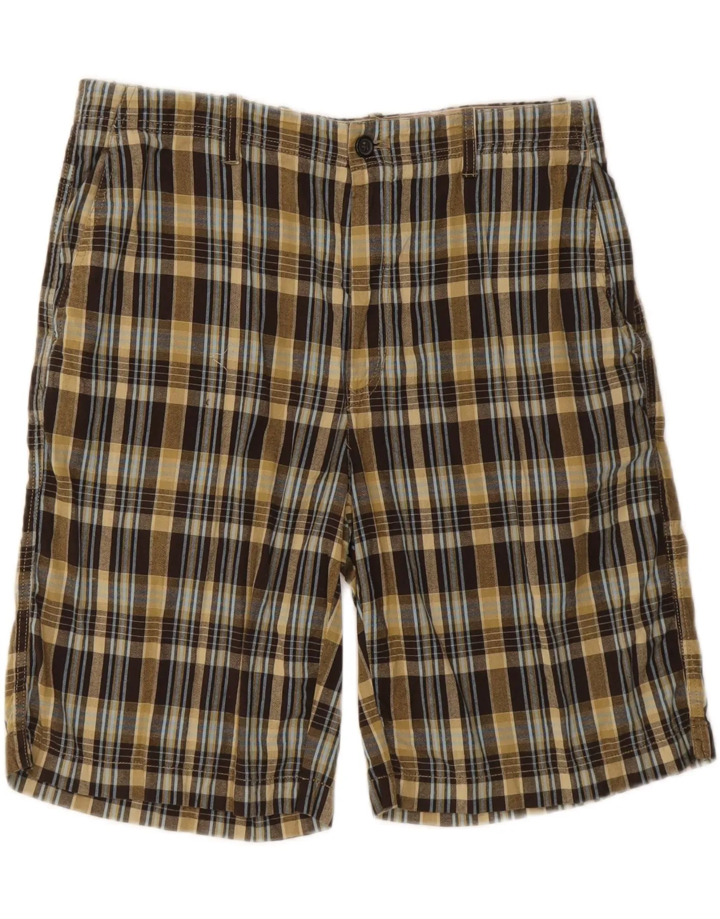 IZOD Mens Chino Shorts W36 Large  Khaki Check Cotton Fastening Closure Clean Mood