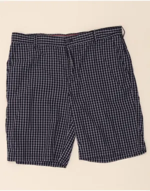 Casual Ease Abrasion Resistant Edges IZOD Mens Chino Shorts W36 Large Navy Blue Check Cotton
