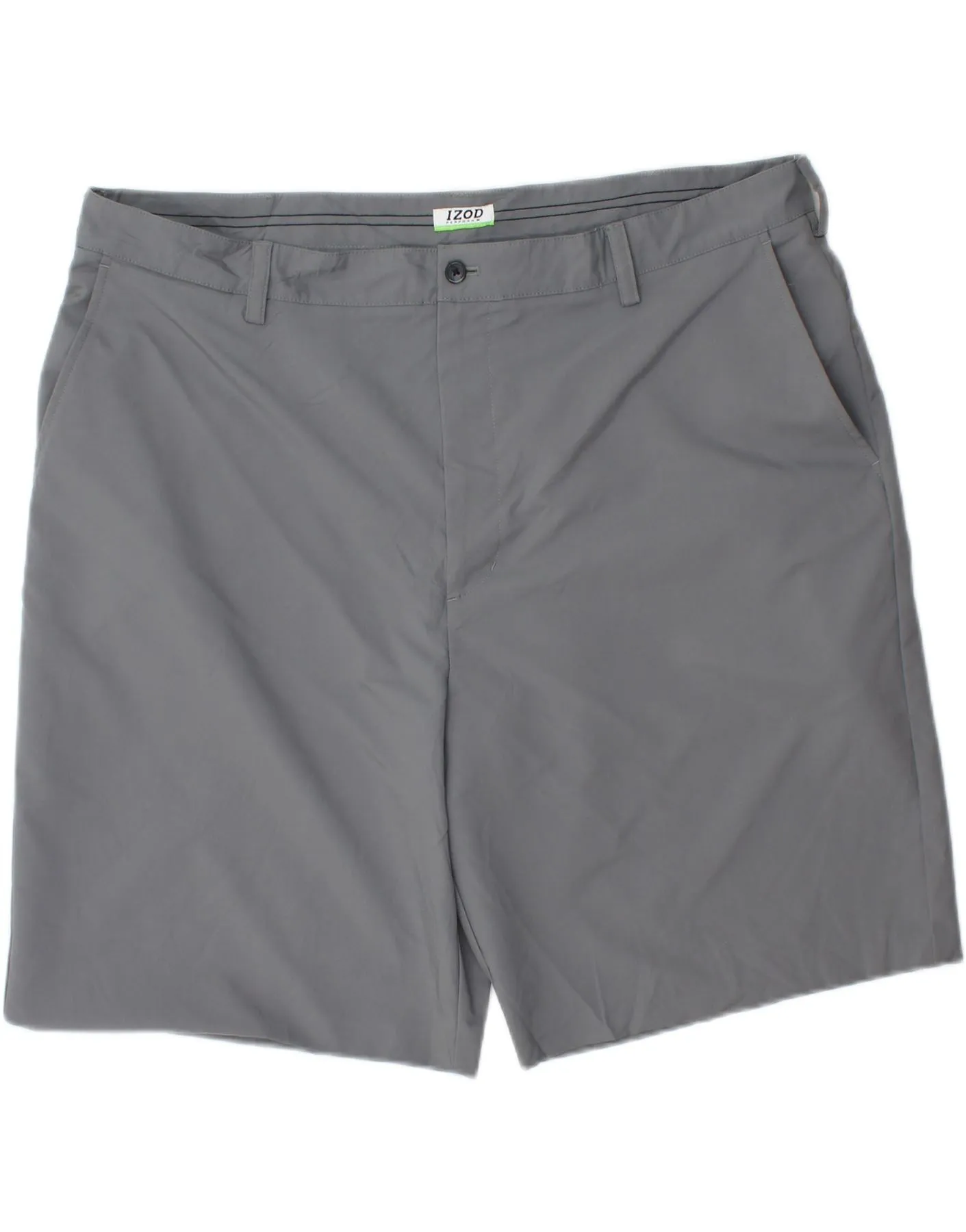 IZOD Mens Chino Shorts W42 2XL Grey high waisted Move Friendly