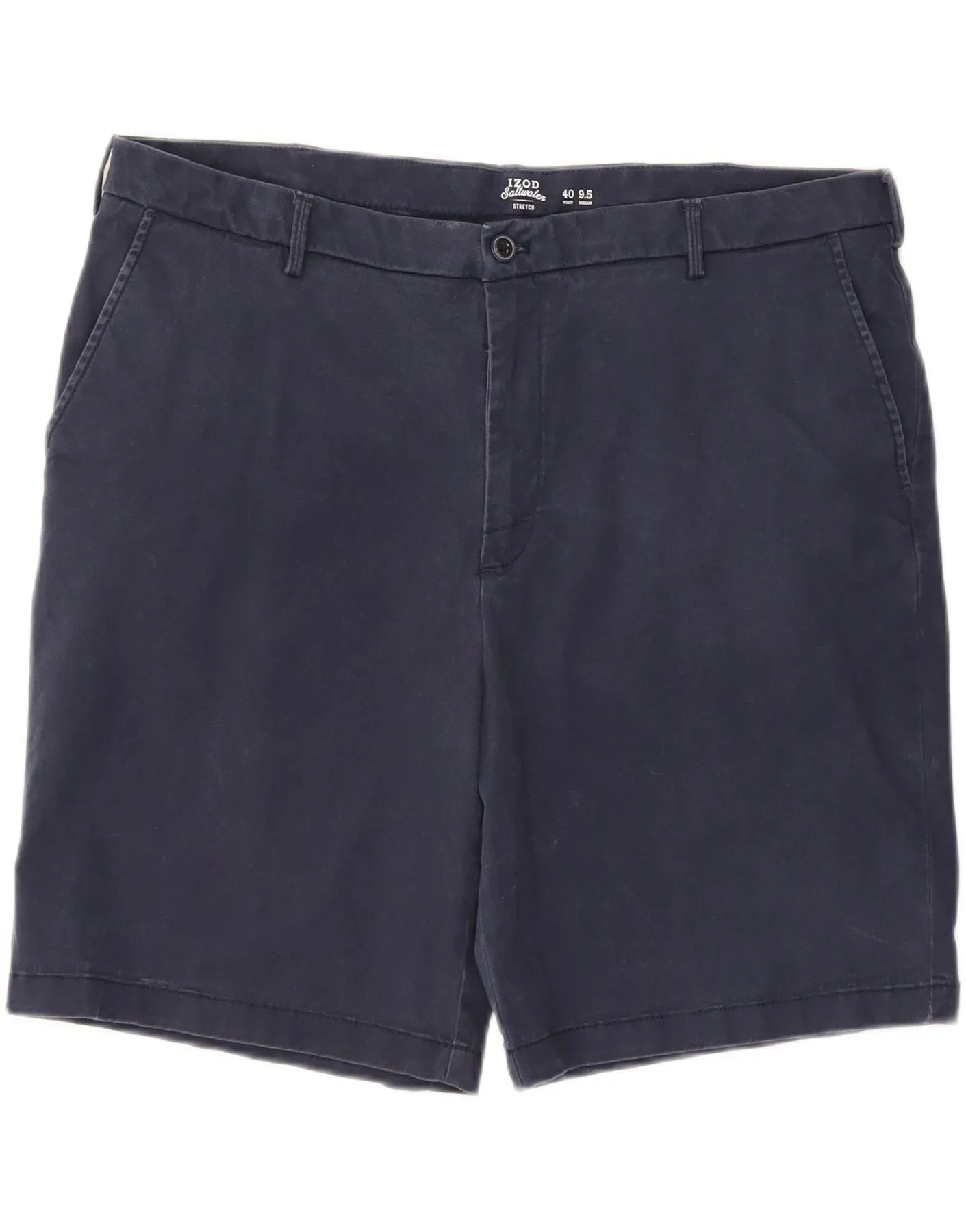 IZOD Mens Salt Water Chino Shorts W40 XL Navy Blue Cotton Secure Pocket Zippers