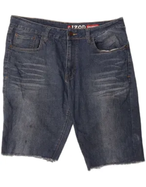IZOD Mens Straight Slim Fit Denim Shorts W36 Large  Blue Cotton Stay Cool surfing attire