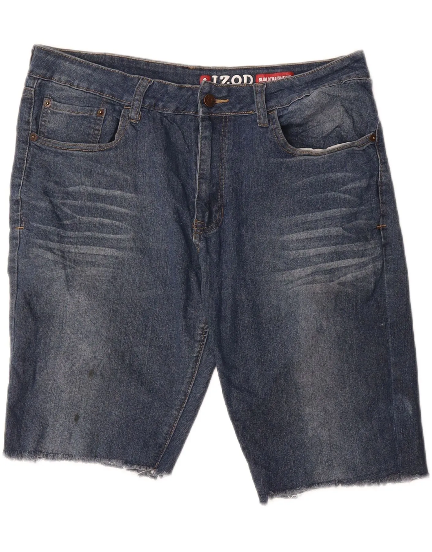 IZOD Mens Straight Slim Fit Denim Shorts W36 Large  Blue Cotton Stay Cool surfing attire