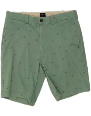 J. CREW Mens Abstract Pattern Chino Shorts W31 Medium  Green Cotton Easy Match