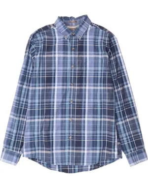 EDDIE BAUER Mens Classic Fit Shirt Medium Blue Check Cotton Ethical production