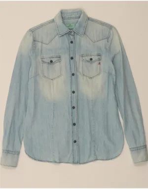 Multipocket Style Durable Fabric REPLAY Womens Denim Shirt UK 10 Small Blue Cotton