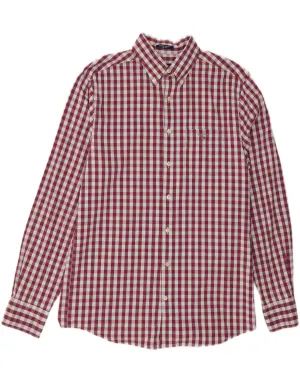 GANT Mens Shirt Size 39/40 17 3/4 Medium Burgundy Gingham Cotton Winter Collection