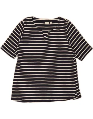 L.L.BEAN Womens T-Shirt BEST SELL UK 18 XL Navy Blue Striped Cotton Layering Essential Outdoor Smart