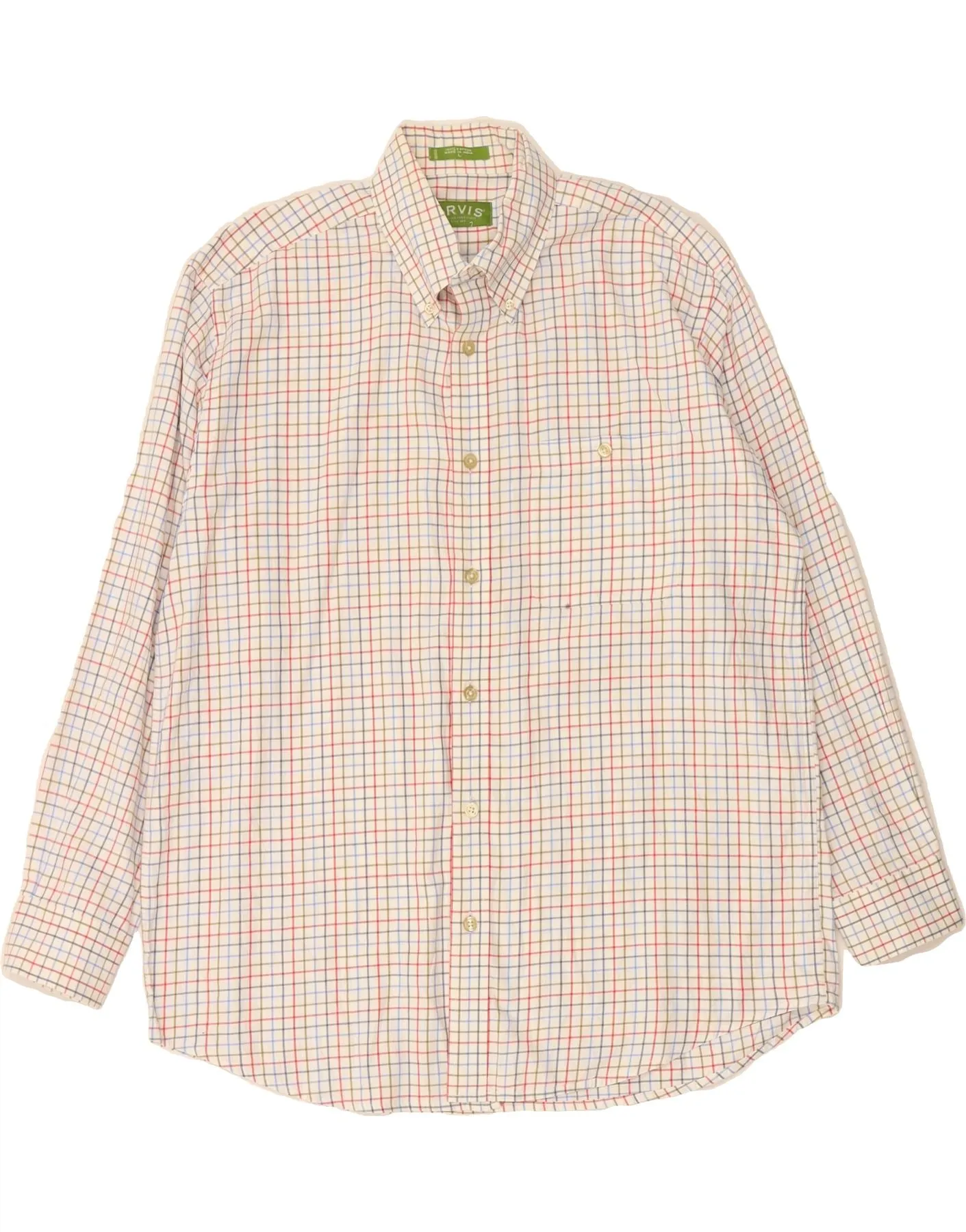 ORVIS Mens Shirt Large Beige Check Cotton Lace Accent Eco Friendly Material