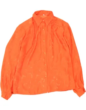 VINTAGE Womens Shirt Blouse IT 48 XL Orange Floral Designer Touch