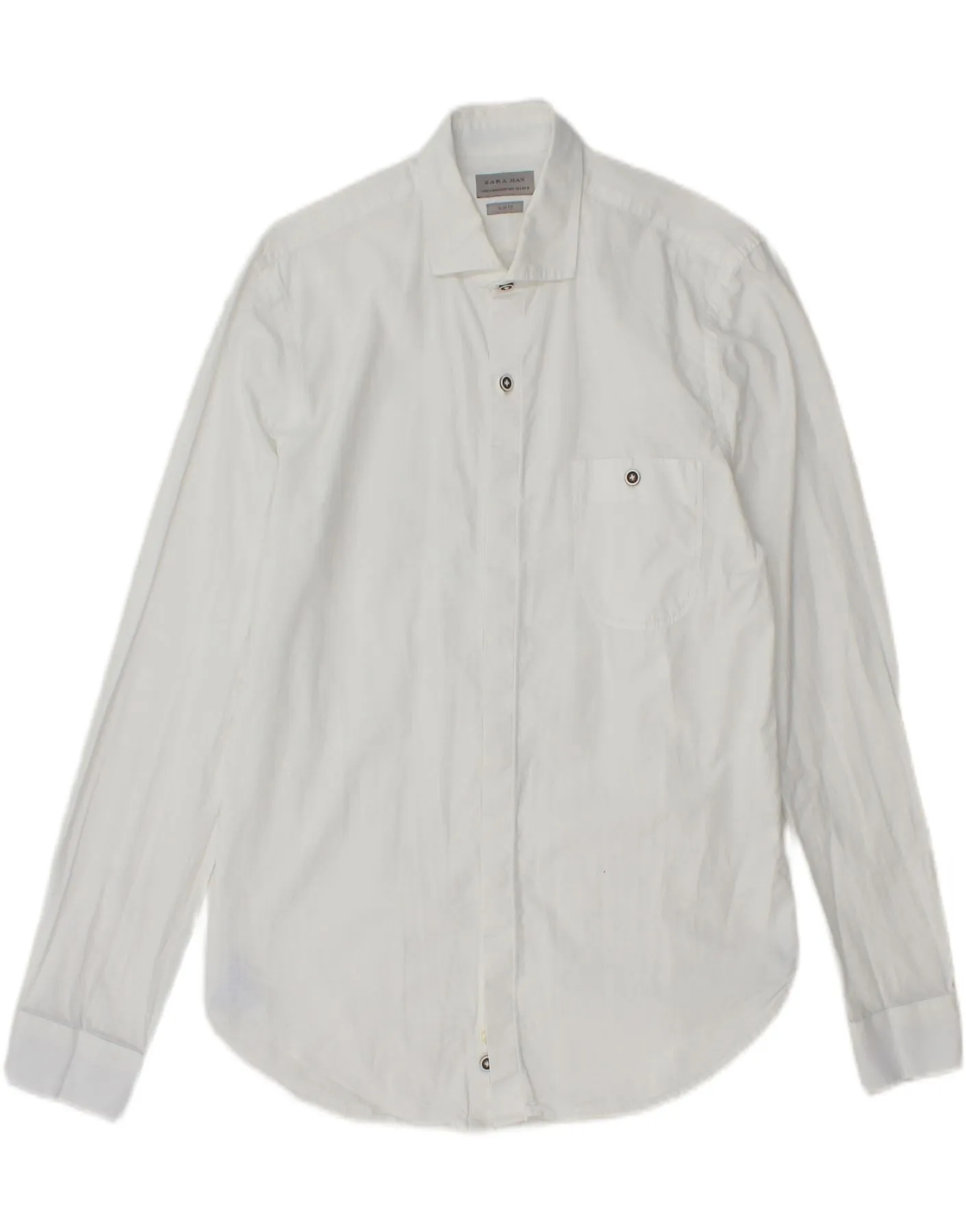 ZARA Mens Slim Fit Shirt Small Blue Cotton Timeless Classic