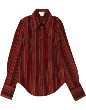 NARACAMICIE Womens Shirt Blouse UK 12 Medium Red Striped Polyester Breathable mesh
