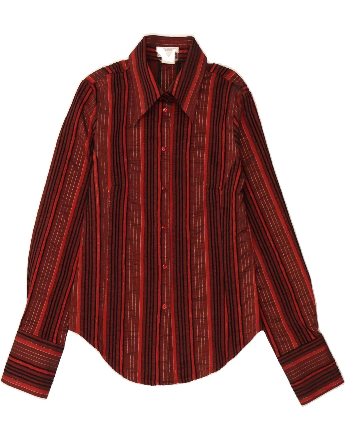 NARACAMICIE Womens Shirt Blouse UK 12 Medium Red Striped Polyester Breathable mesh