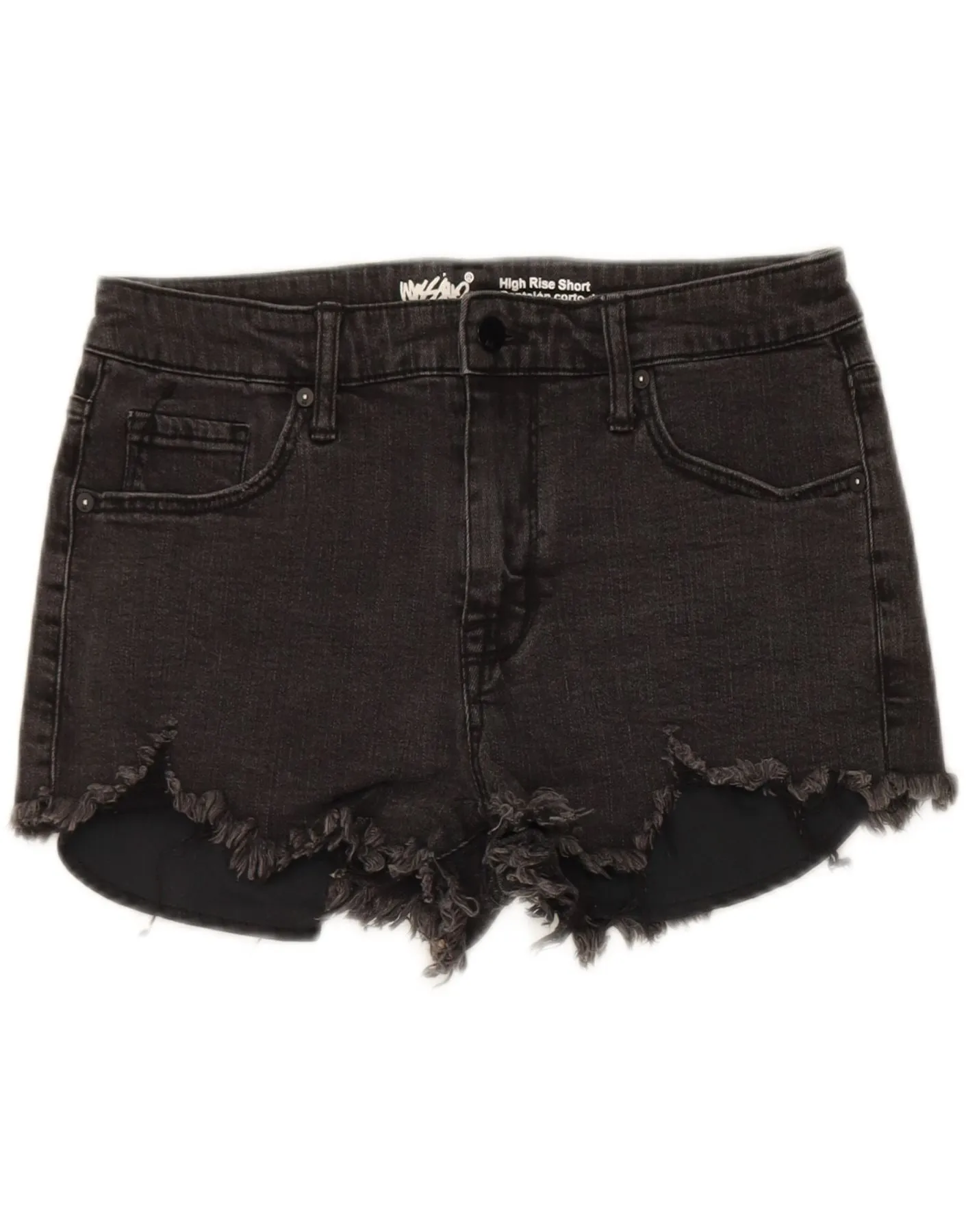 MOSSIMO Womens High Rise Denim Shorts US 10 Large W30 Grey Cotton Winter Comfort