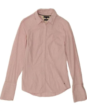 TOMMY HILFIGER Womens Shirt US 6 Medium Pink Pinstripe Cotton Networking Session Polka Dot