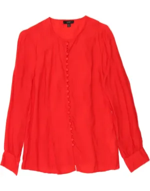 J. CREW Womens Shirt Blouse US 6 Medium Red Cupro Trendy Pattern Button Down Design