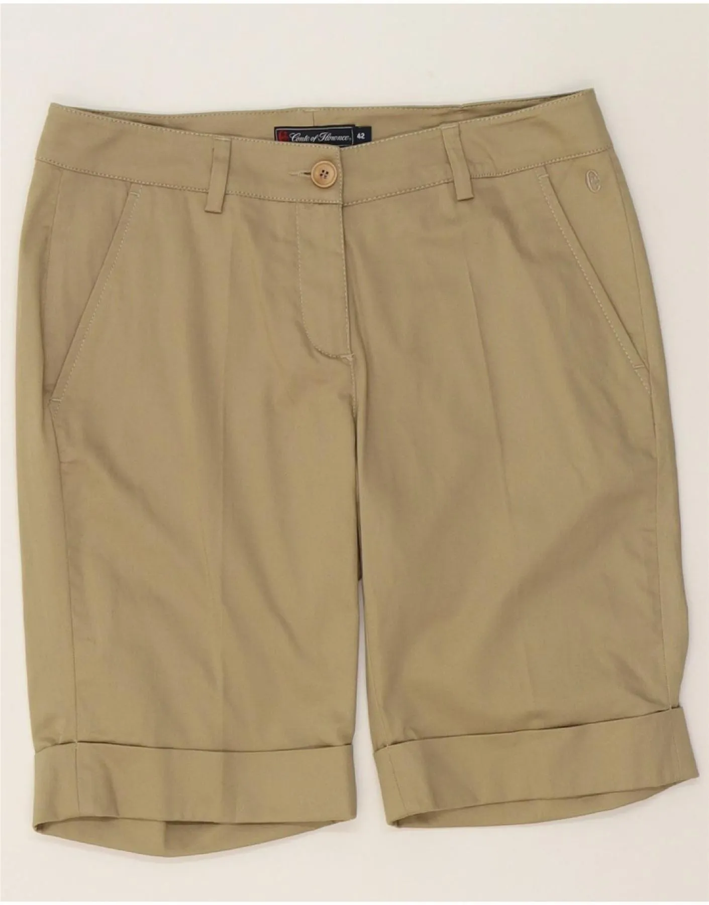 CONTE OF FLORENCE Womens Chino Shorts IT 42 Medium W28  Beige Cotton Organic Cotton Wrinkle-Resistant