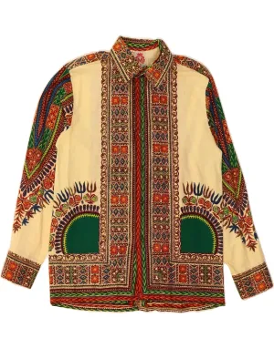 Anti Pill Treatment VINTAGE Mens Shirt Medium Beige Paisley