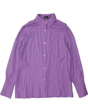 bohemian flair HERNO Womens Shirt UK 16 Large Purple Herringbone Cotton
