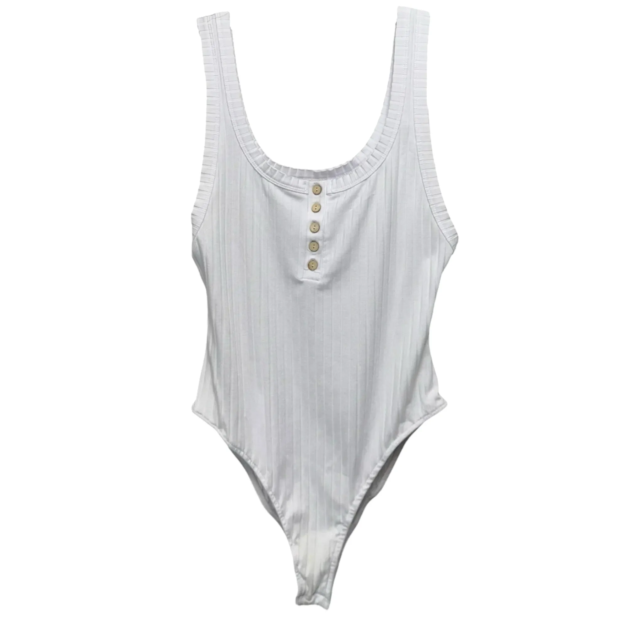 Henley Rib Bodysuit By Free People In White, Size: S bodysuit with jeans embroidered bodysuit