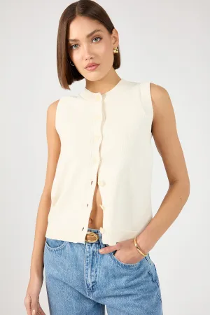 fabric quality Perfect Stranger Connie Button Up Sleeveless Vest Bone