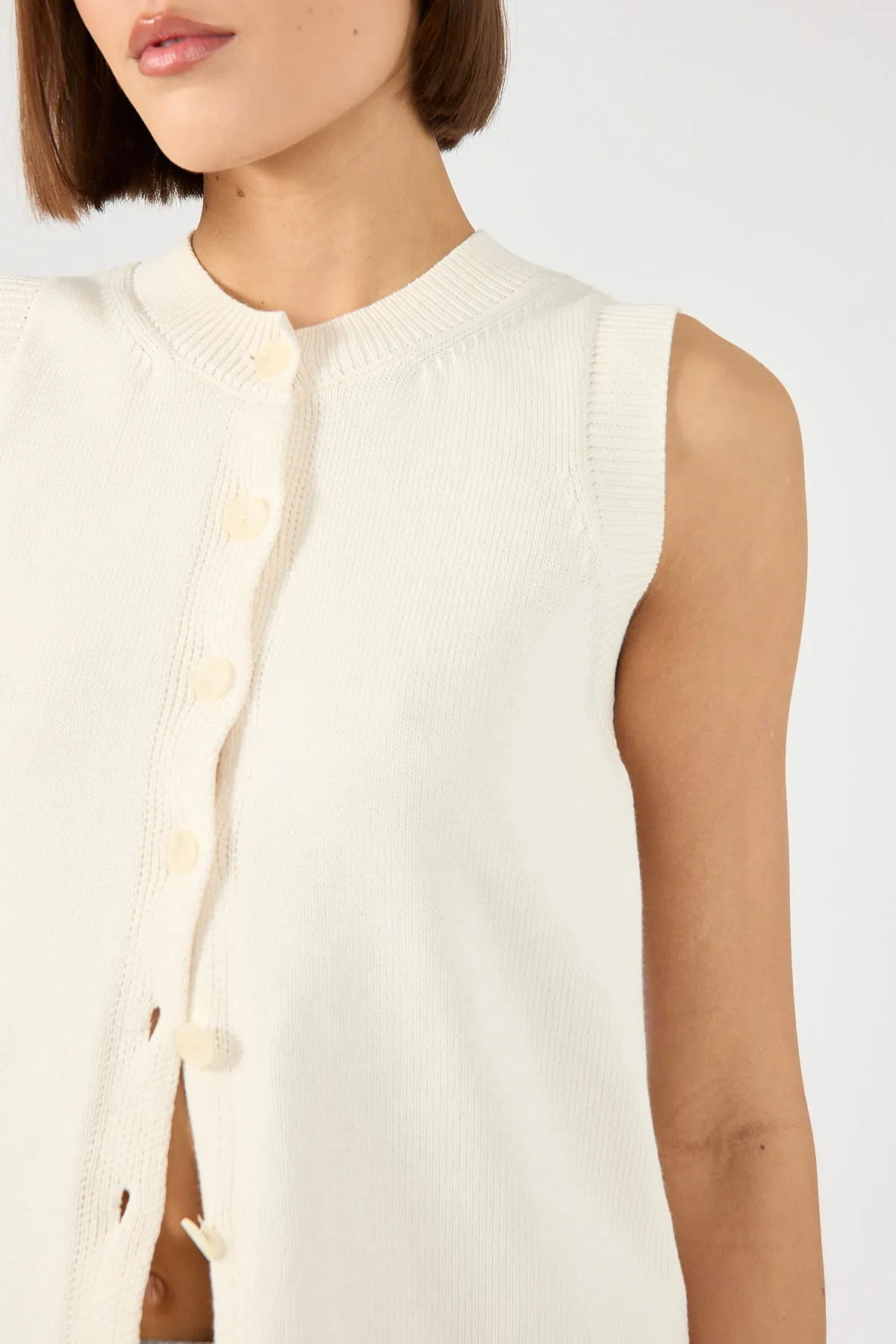 rule low - cost materials Perfect Stranger Connie Button Up Sleeveless Vest Bone