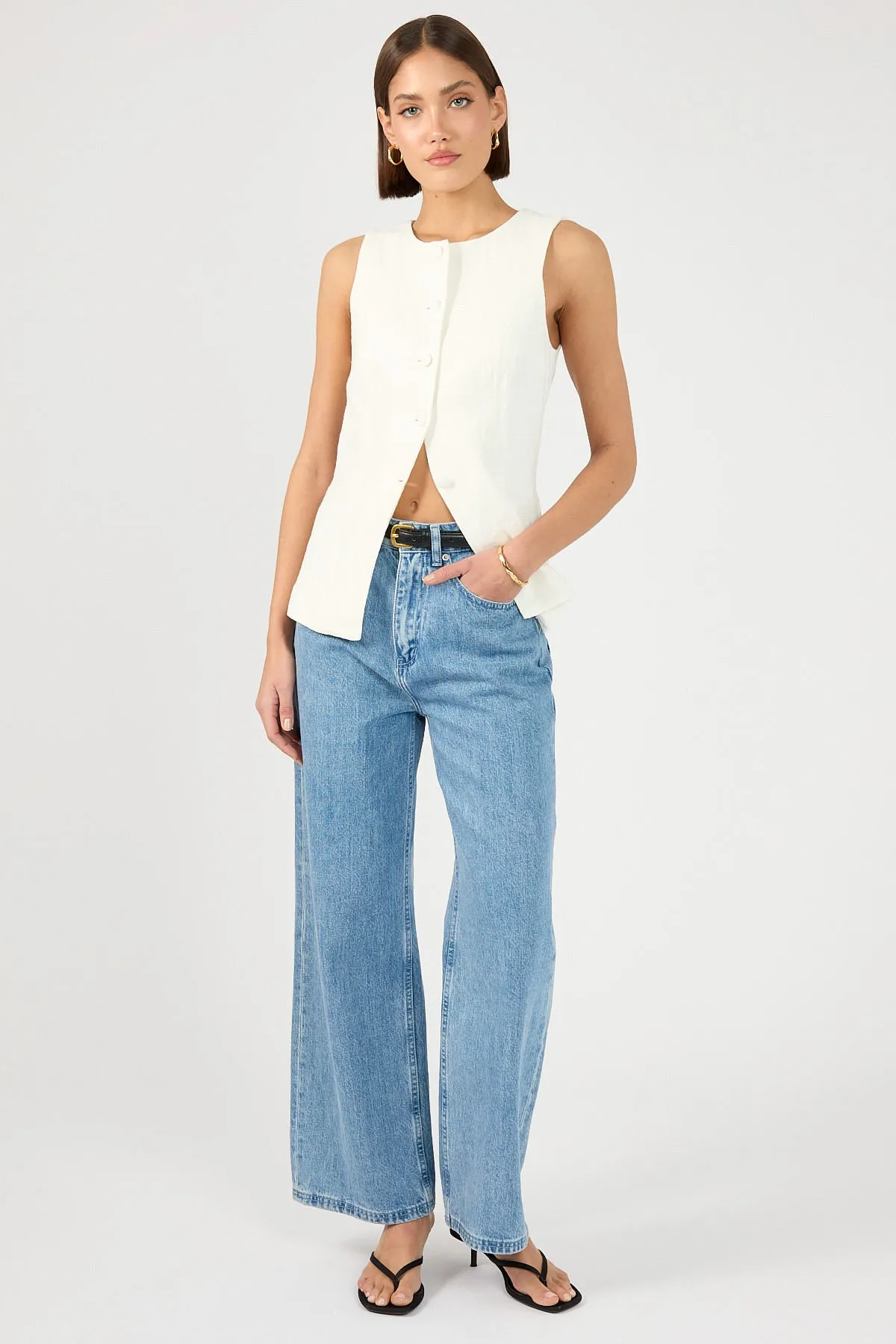 Character Choice Perfect Stranger Menorca Long Line Vest White