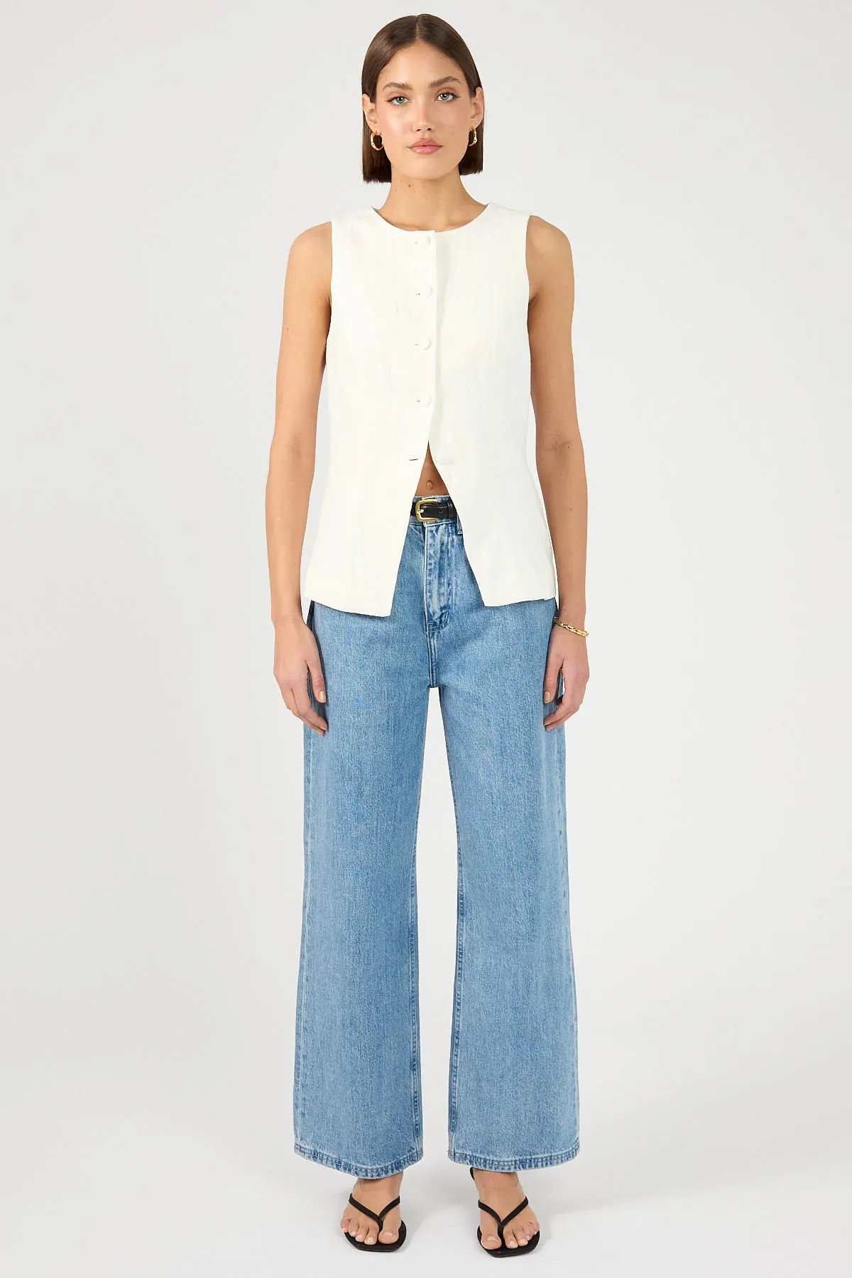 Perfect Stranger Menorca Long Line Vest White ordinary