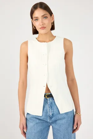 Organic Double Stitched Edges Perfect Stranger Menorca Long Line Vest White