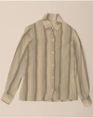 Structured Collar VINTAGE Womens Shirt UK 12 Medium Off White Pinstripe