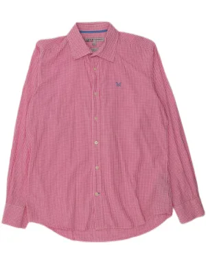 CREW CLOTHING Mens Classic Fit Shirt Medium Pink Gingham Cotton Tagless label gender-neutral
