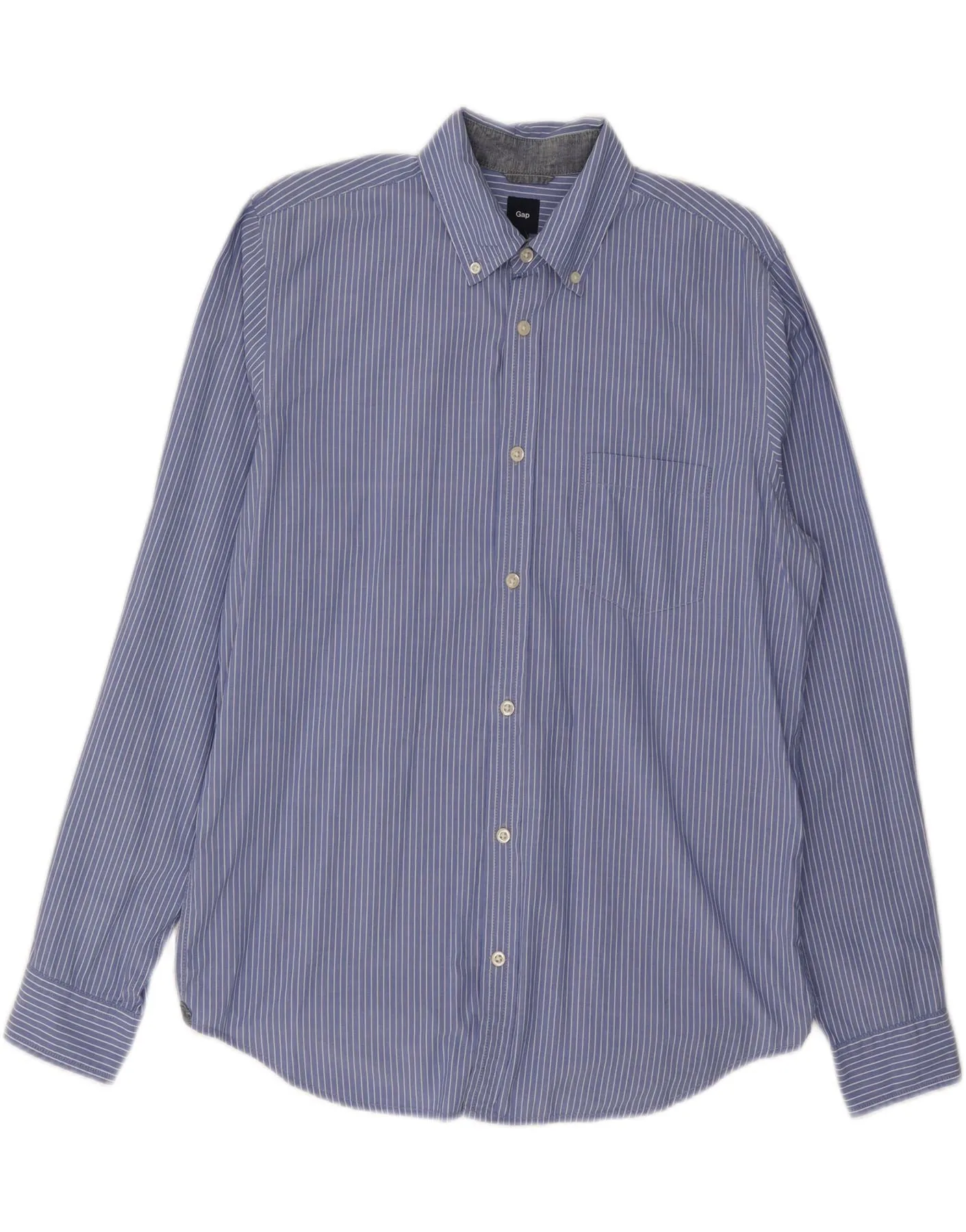 GAP Mens Shirt Medium Blue Pinstripe Cotton Geometric Design