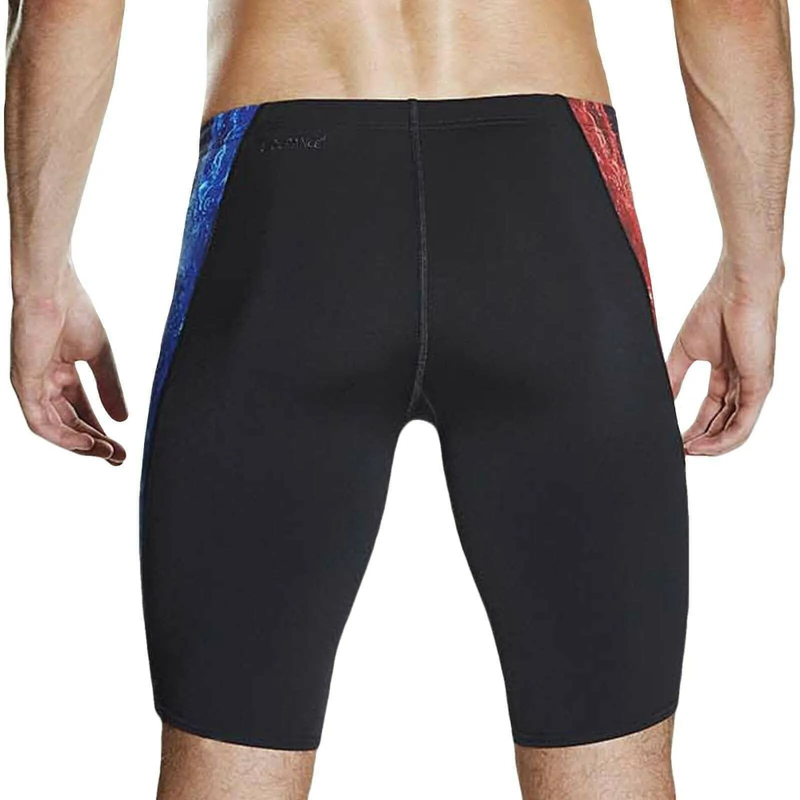 Full Coverage Fit Girls Trip Speedo Placement Digital V-Cut Mens Jammer Swim Shorts - Black