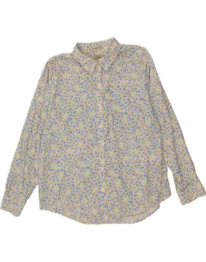 L.L.BEAN Womens Shirt UK 18 XL White Floral Cotton Breathable Cotton Multipurpose Utility