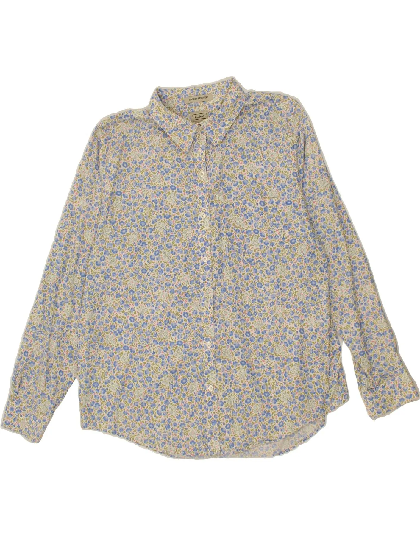 L.L.BEAN Womens Shirt UK 18 XL White Floral Cotton Breathable Cotton Multipurpose Utility