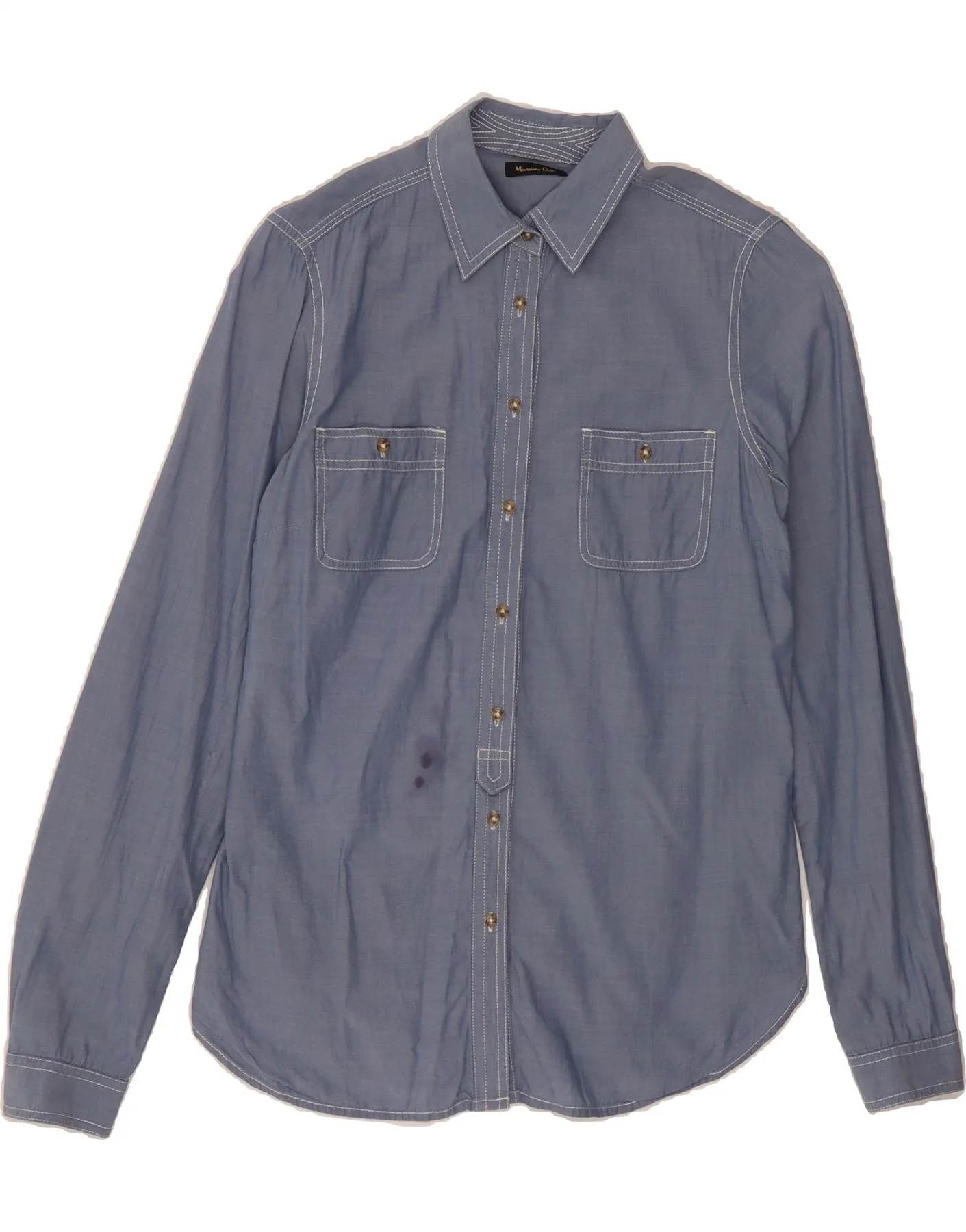 MASSIMO DUTTI Womens Shirt EU 38 Small Blue Flexible Placket Structure