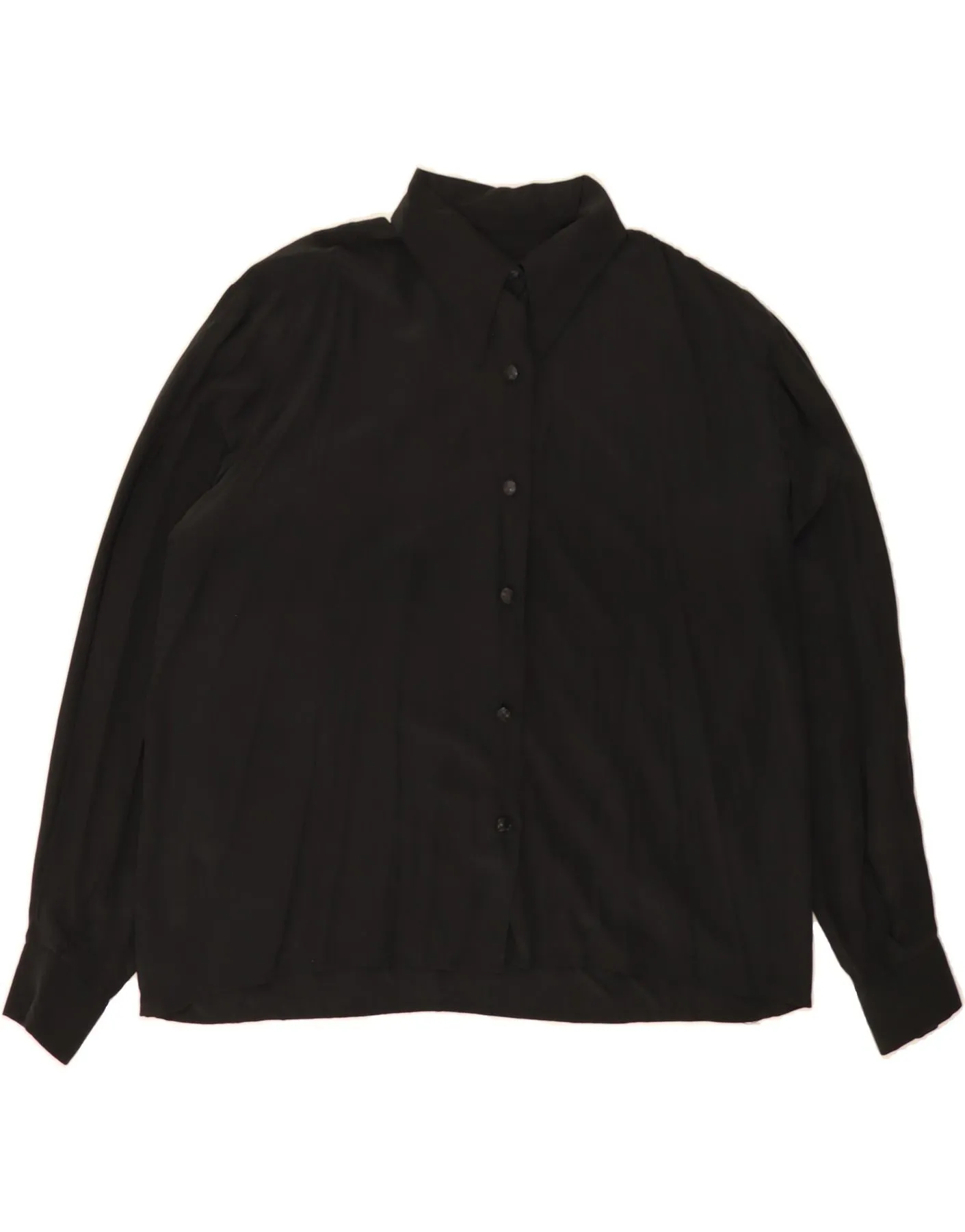 VINTAGE Womens Shirt Blouse UK 16 Large Black Weekend Adventure Lightweight Comfort