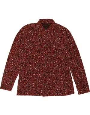 Stylish Design VINTAGE Womens Shirt Blouse UK 14 Medium Burgundy Floral
