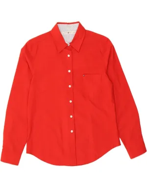TOMMY HILFIGER Womens Shirt US 8 Medium Red Cotton Pastel Shade Trendsetting