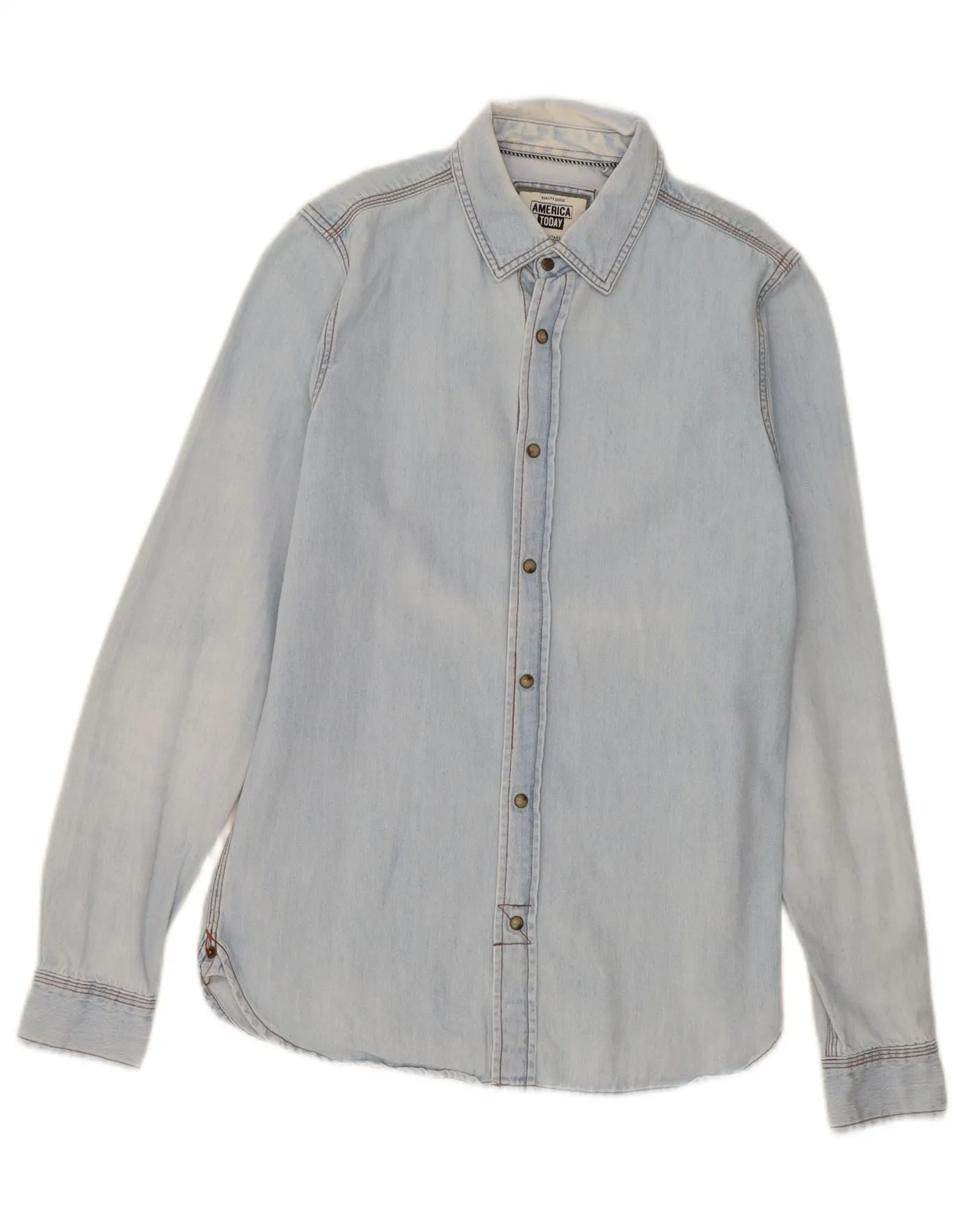 Weekend Style Eco-Friendly Choice VINTAGE Mens Denim Shirt Small Blue Cotton