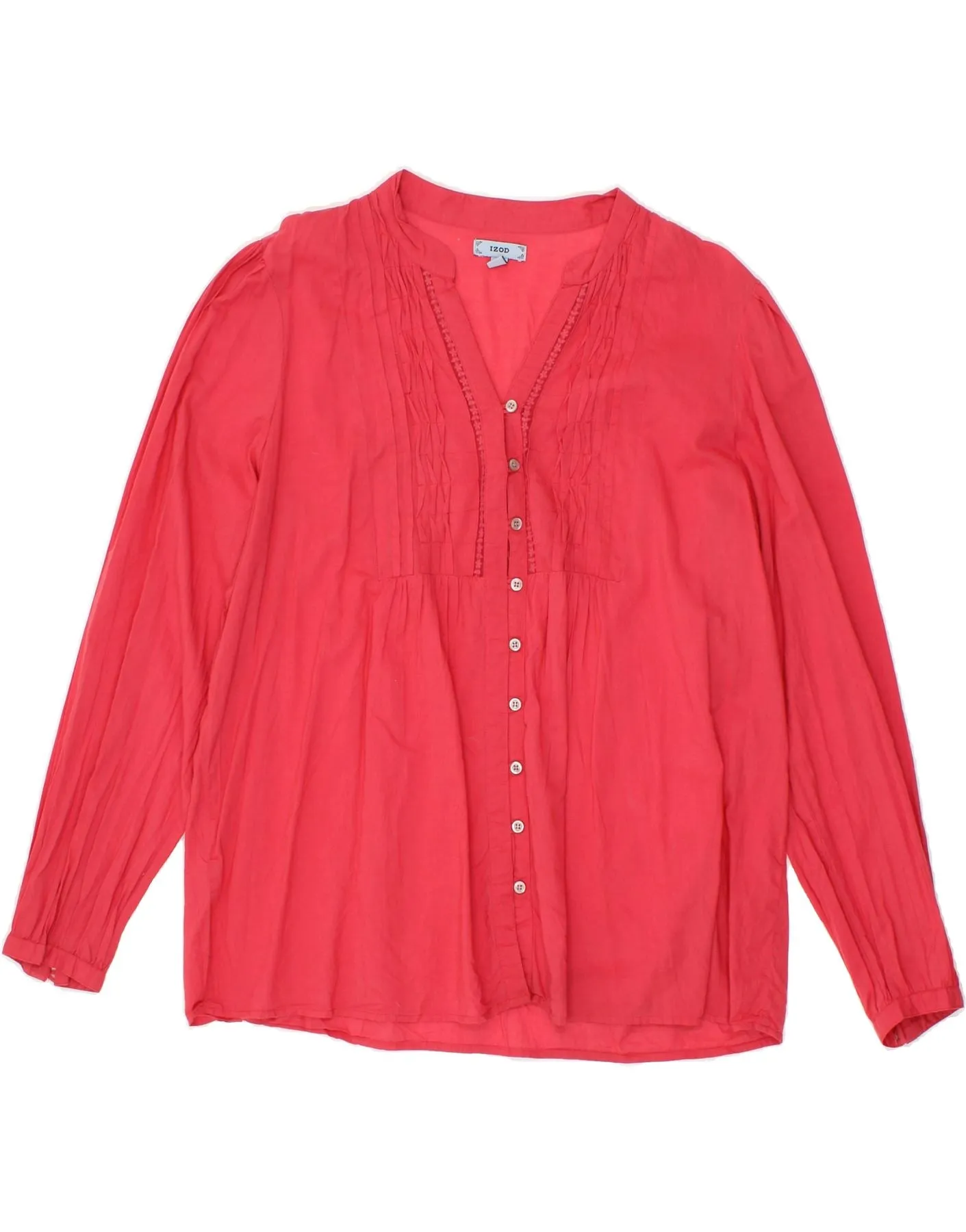 IZOD Womens Shirt Blouse UK 18 XL Red Cotton Eco-Friendly Choice