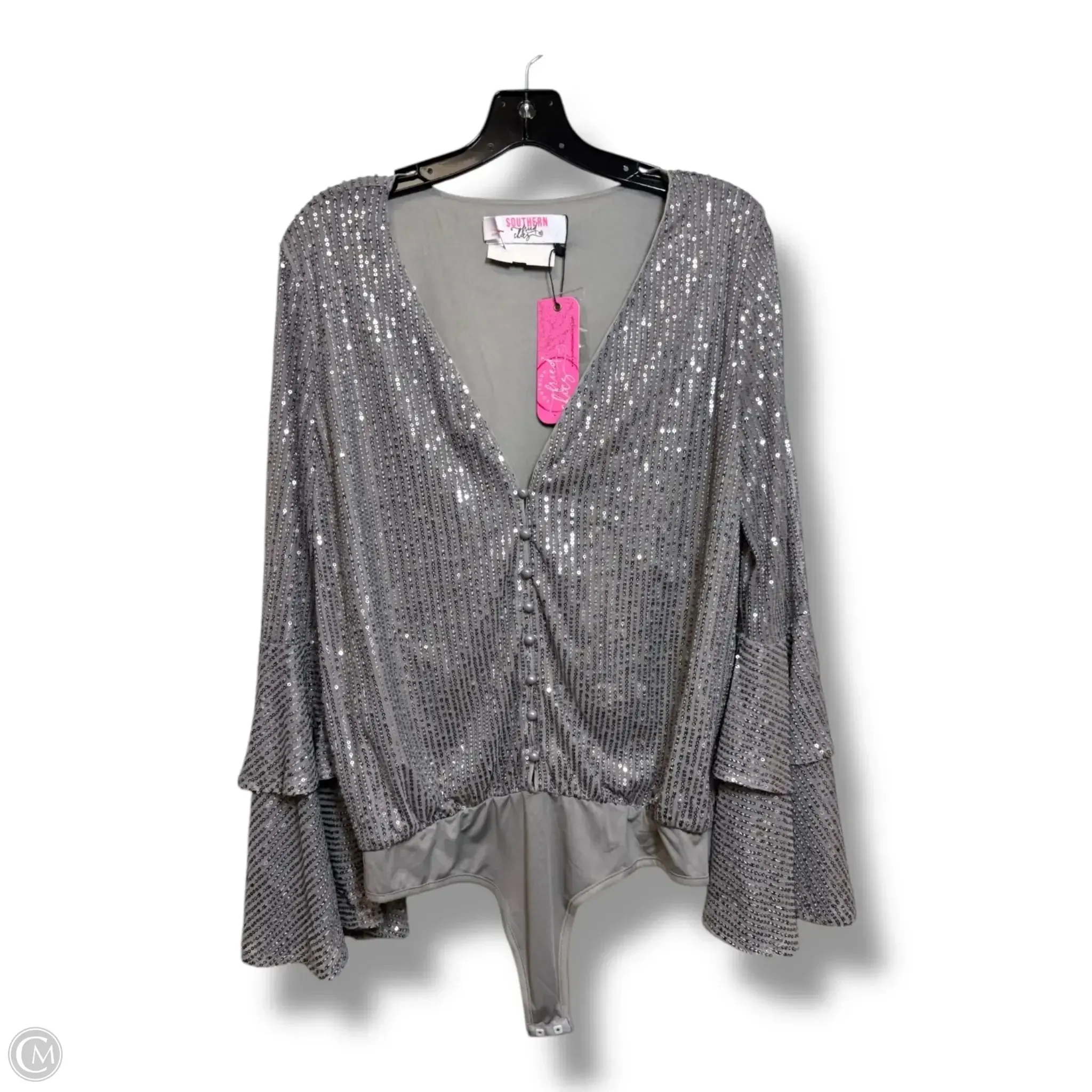 Bodysuit By Clothes Mentor In Silver, Size: L blue bodysuit tiktok bodysuit
