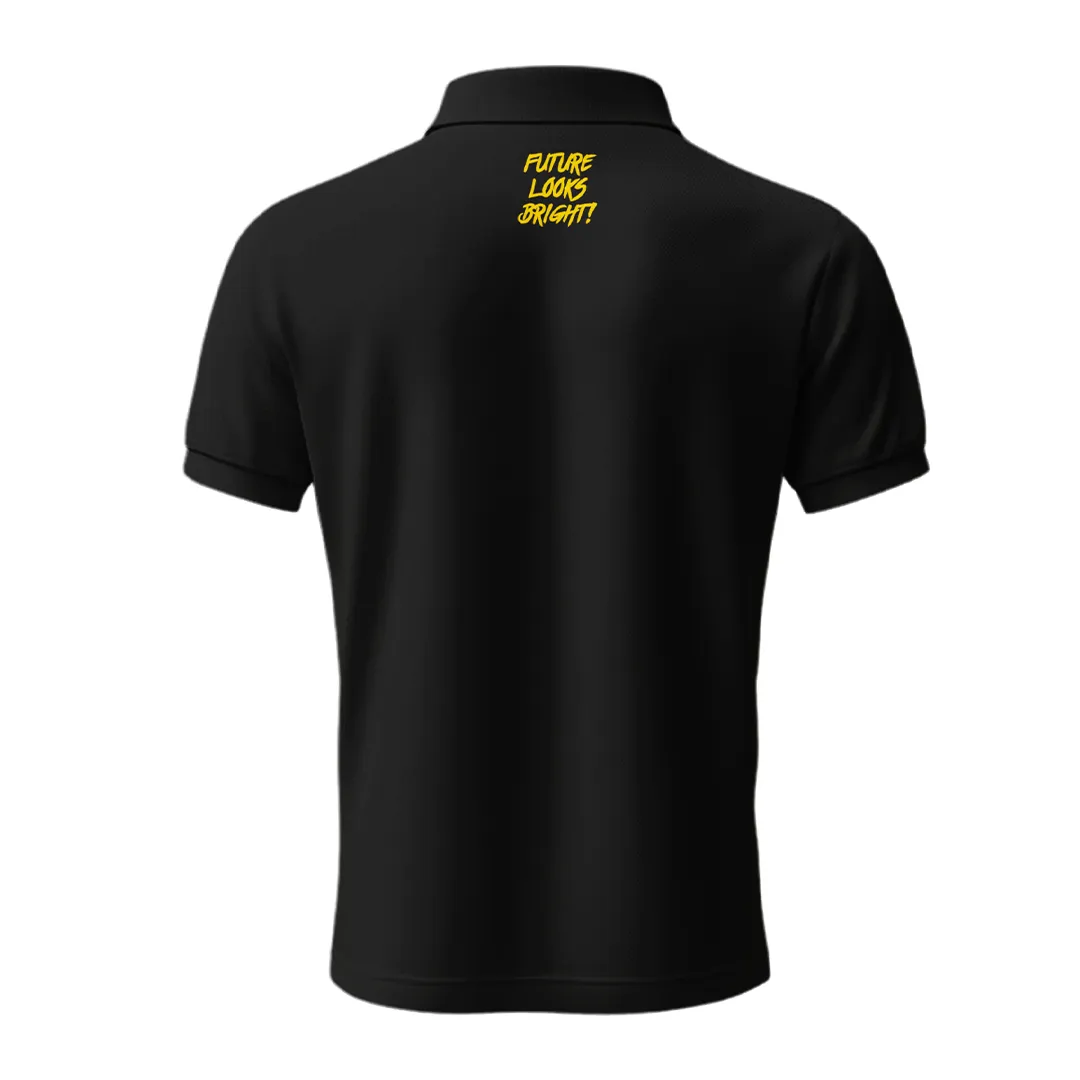 Sporty Look Lion Shield Black & Gold Short Solid Sleeve Polo (Classic Fit)