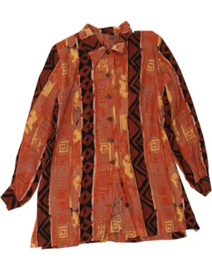Breathable Lining VINTAGE Womens Shirt UK 16 Large Brown Geometric