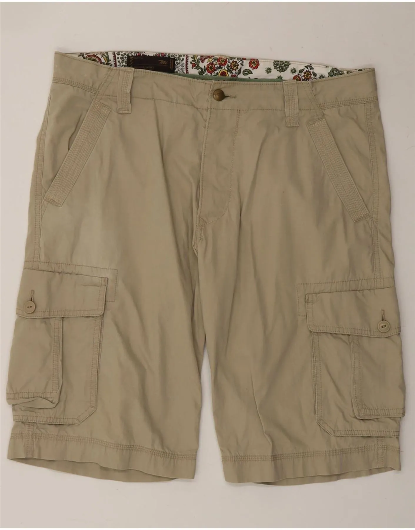 MARLBORO CLASSICS Mens Cargo Shorts W36 Large Beige Cotton Light Weight Breathable Liner