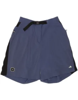 ADIDAS Womens High Waist Chino Shorts UK 12 Medium W26  Blue Colourblock Mature Elegance