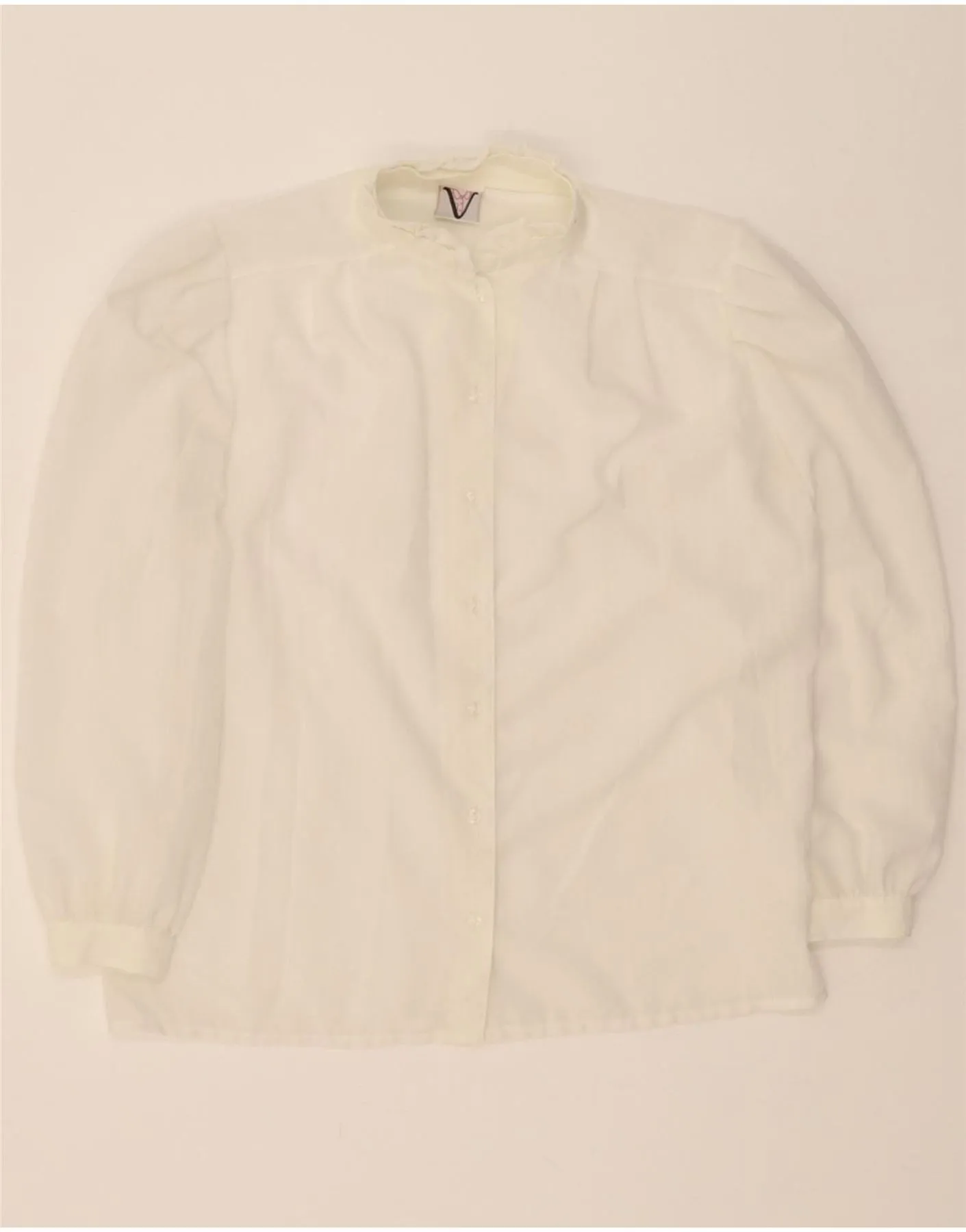 VINTAGE Womens Shirt Blouse EU 40 Medium Off White Polyester Trendy Vibes