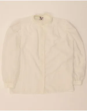 VINTAGE Womens Shirt Blouse EU 40 Medium Off White Polyester Trendy Vibes