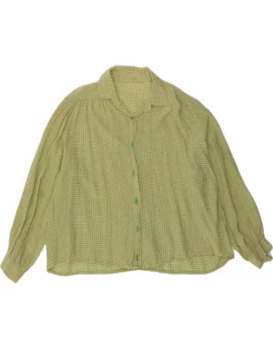VINTAGE Womens Shirt Blouse UK 20 2XL Green Houndstooth Eco friendly materials