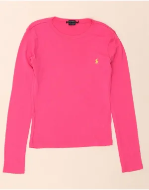 Sustainable Sporty BEST SELL RALPH LAUREN Womens BEST SELL Long Sleeve UK 10 Small Pink Cotton